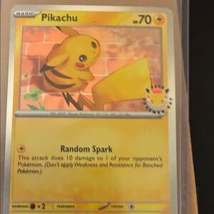 Pokemon Pikachu Card with Yellow and Orange